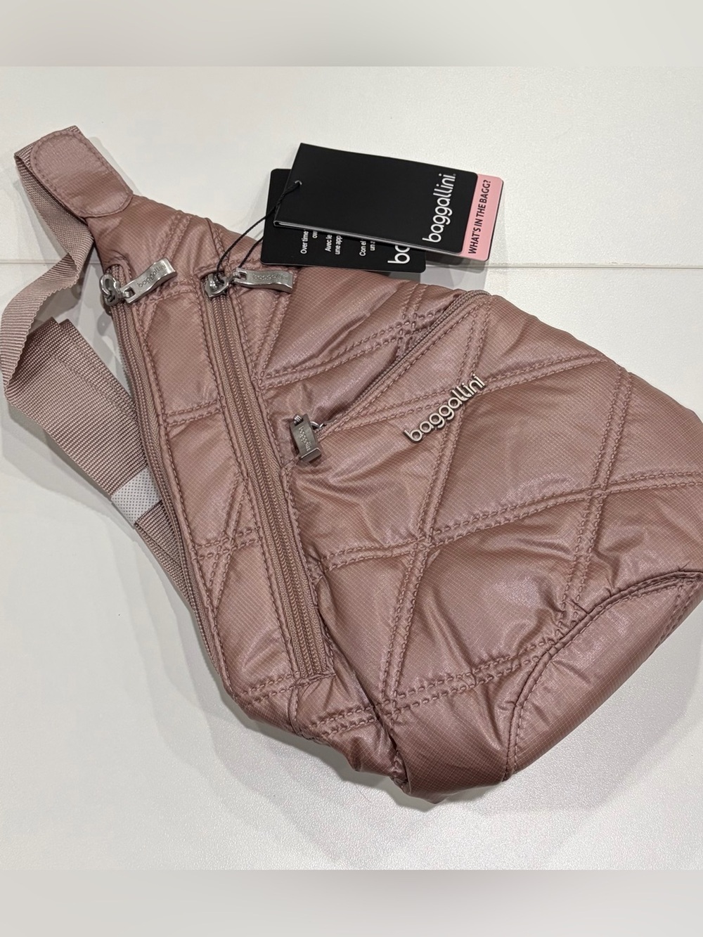 baggallini Pink Mini Sling Bag Adult Convertible Travel NWT Hiking Biking Rose
